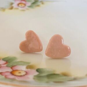 Beige Heart Studs